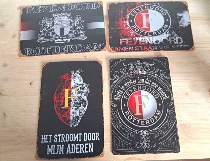 Metalen Feyenoord Borden voor Binnen en Buiten, Ophalen of Verzenden, Nieuw, Metaal