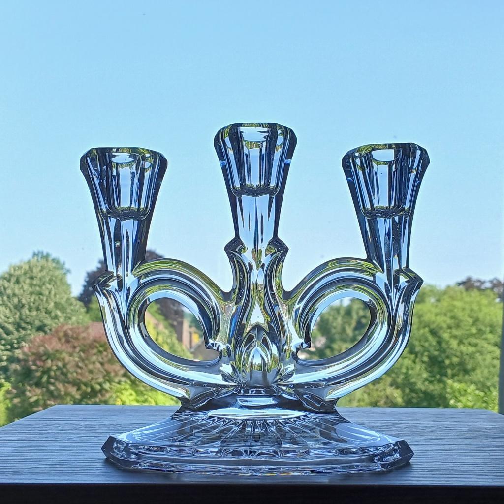 3-Armige Kandelaar Beyer Kristal Vintage, Antiek en Kunst, Ophalen of Verzenden, Kristal