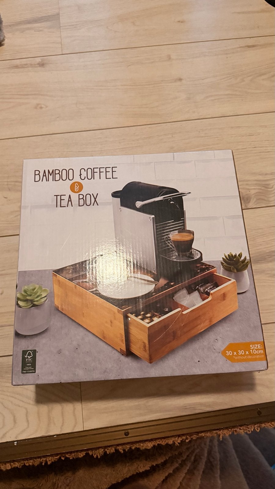 Bamboe Koffie & Thee Box met Lade - Nieuw in Doos, Ophalen, Hout, Nieuw, Theedoos