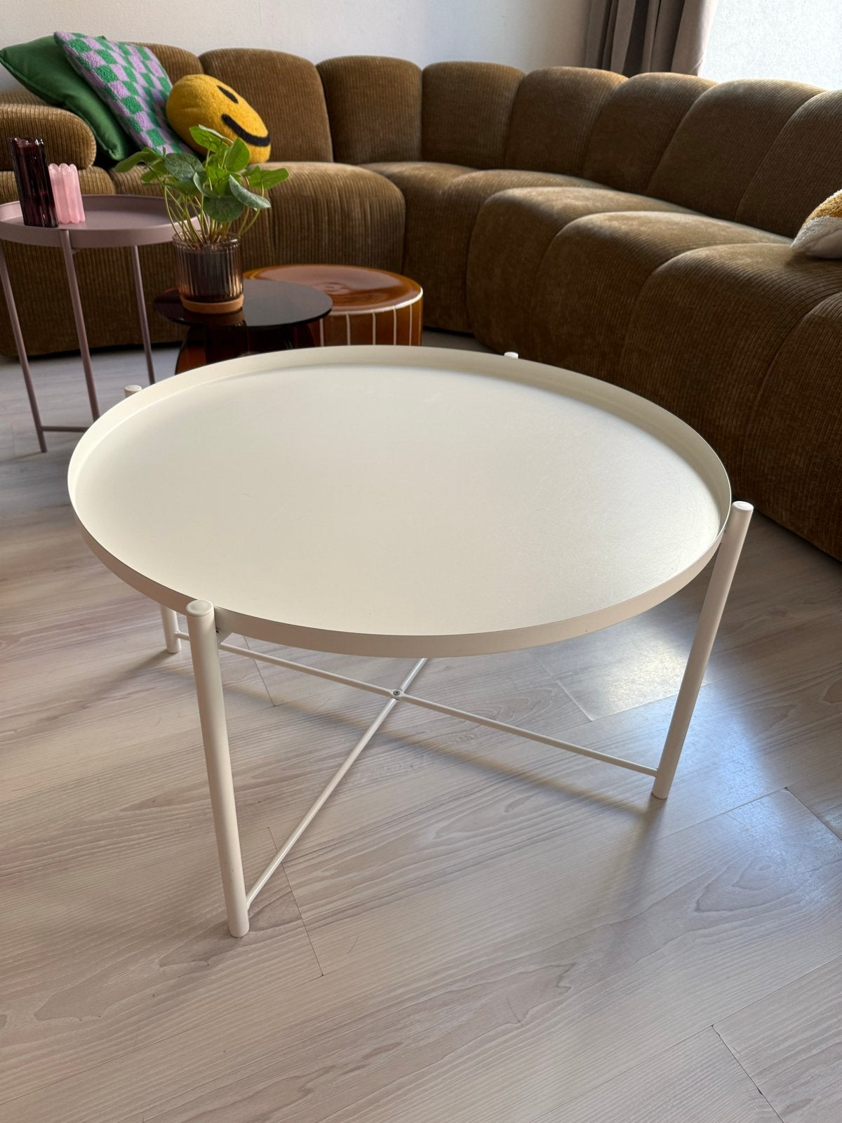 Ikea GLADOM ronde salontafel - Wit, Huis en Inrichting, Tafels | Salontafels, Ophalen, 50 tot 100 cm, Rond, 50 tot 100 cm
