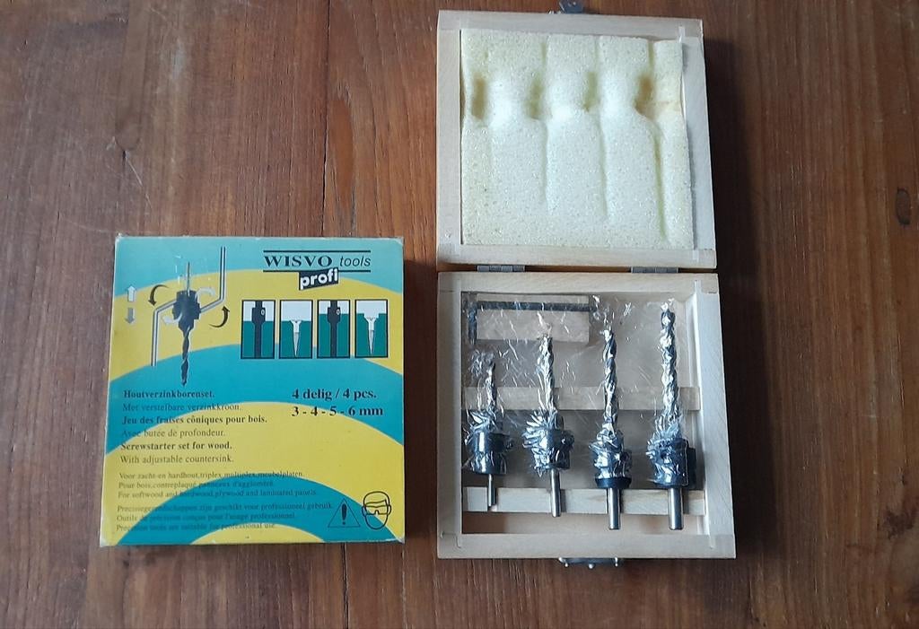 Wisvo Tools profi houtverzinkborenset
4 delig 3-4-5-6 mm, Doe-het-zelf en Verbouw, Ophalen of Verzenden, Nieuw