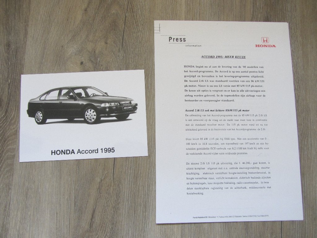 Honda Accord Press Information en Persbericht 1992 - 1998, Ophalen of Verzenden, Zo goed als nieuw, Honda, Honda