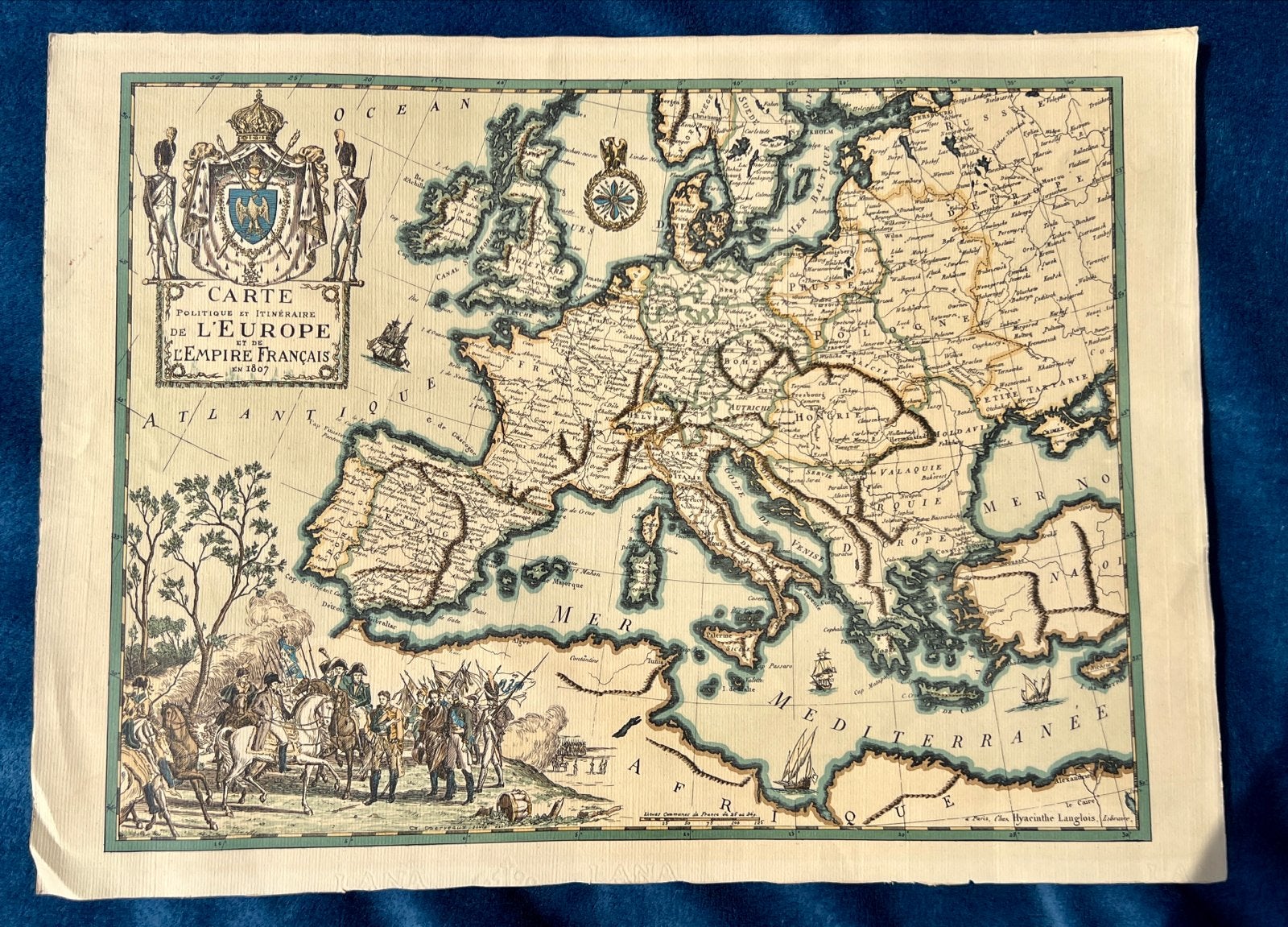 2x Antieke Cartografieën Hyacinth Langlois - Collectors Item, Boeken, Atlassen en Landkaarten, Gelezen, Landkaart, 1800 tot 2000