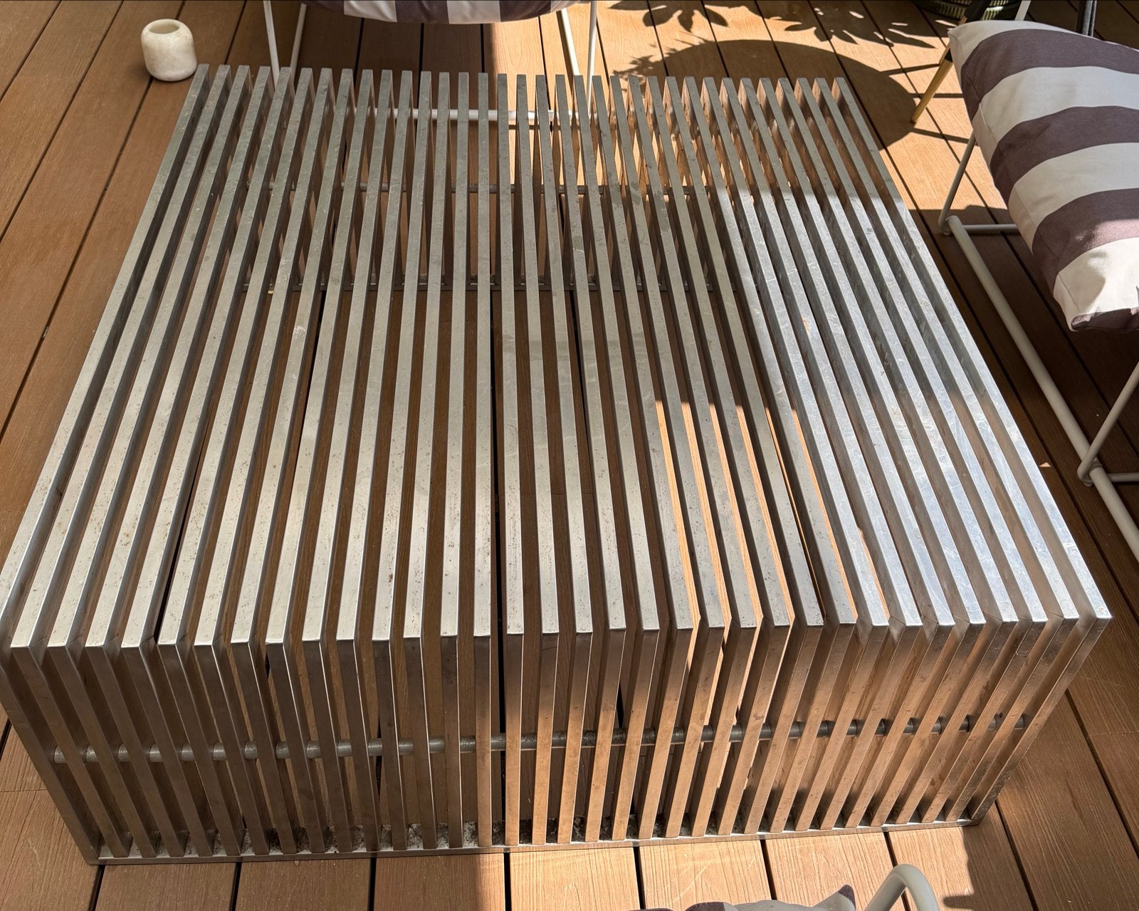 Moderne metalen salontafel - Strak design, Ophalen, Gebruikt, 100 tot 150 cm, 50 tot 100 cm