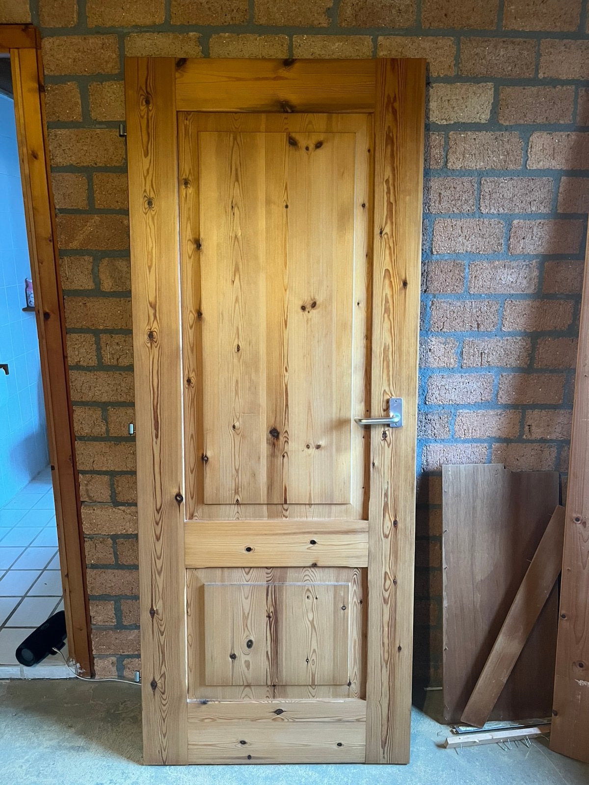 Houten opdekdeur, links draaiend, Ophalen, Zo goed als nieuw, Binnendeur, 200 tot 215 cm