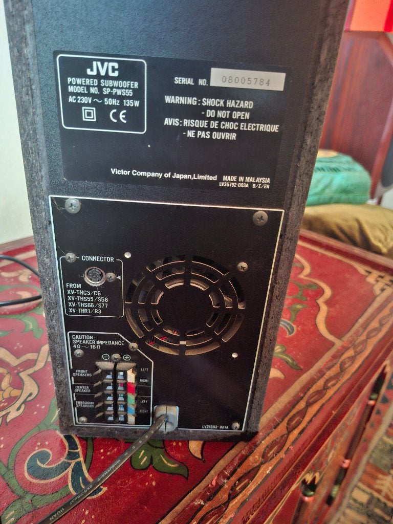 subwoofer JVC SP PWS55, JVC, Ophalen of Verzenden, AUX-ingang, Gebruikt