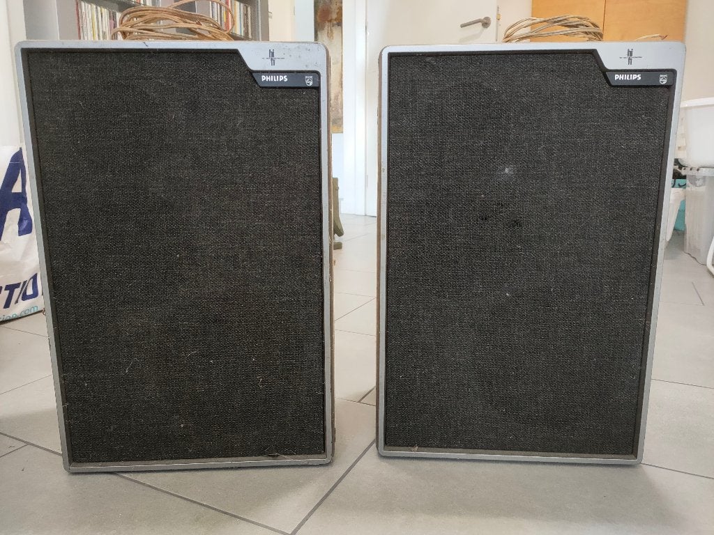 Philips vintage luidsprekers, Audio, Tv en Foto, Luidsprekers, Ophalen, Stereo speakers, Philips, Gebruikt