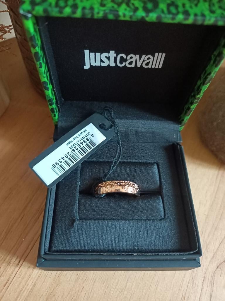 Just Cavalli 14k rose gold plated ring. Nieuw! in doosje, Sieraden, Tassen en Uiterlijk, Ringen, Nieuw, Ophalen of Verzenden, 17 tot 18