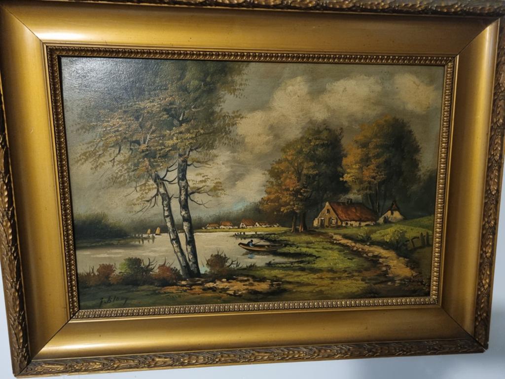 Antiek Duits landschap, olieverf op [canvas/paneel] – Josef, Antiek en Kunst, Kunst | Schilderijen | Klassiek, Ophalen of Verzenden