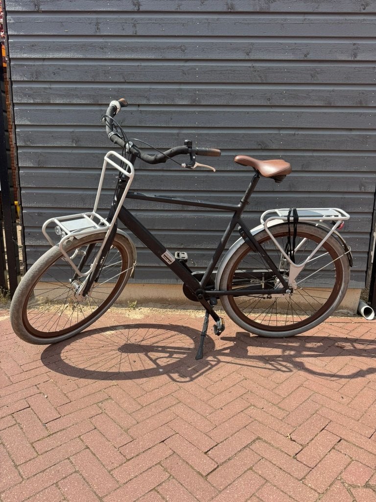 Herenfiets/stadsfiets met voordrager, Gebruikt, Versnellingen, 57 tot 61 cm, Trommelrem