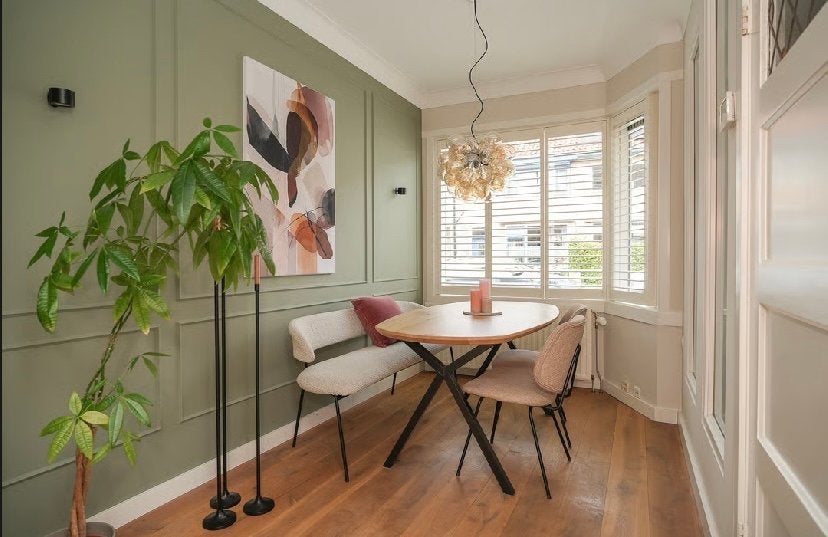 Eikenhouten Deens ovale eettafel met bank en 2 stoelen, Huis en Inrichting, Tafels | Eettafels, Ophalen, Eikenhout, 50 tot 100 cm