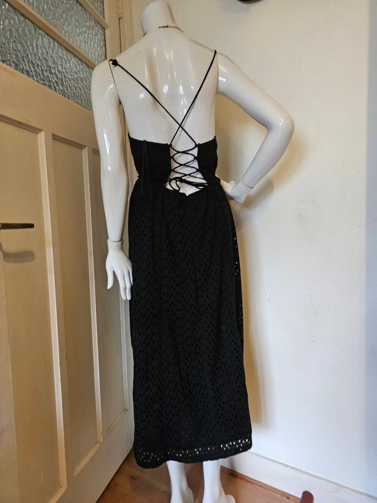 Mango Zwarte Katoenen Jurk met Open Rug en Veterdetails, Kleding | Dames, Jurken, Maat 38/40 (M), Mango, Zwart, Ophalen of Verzenden