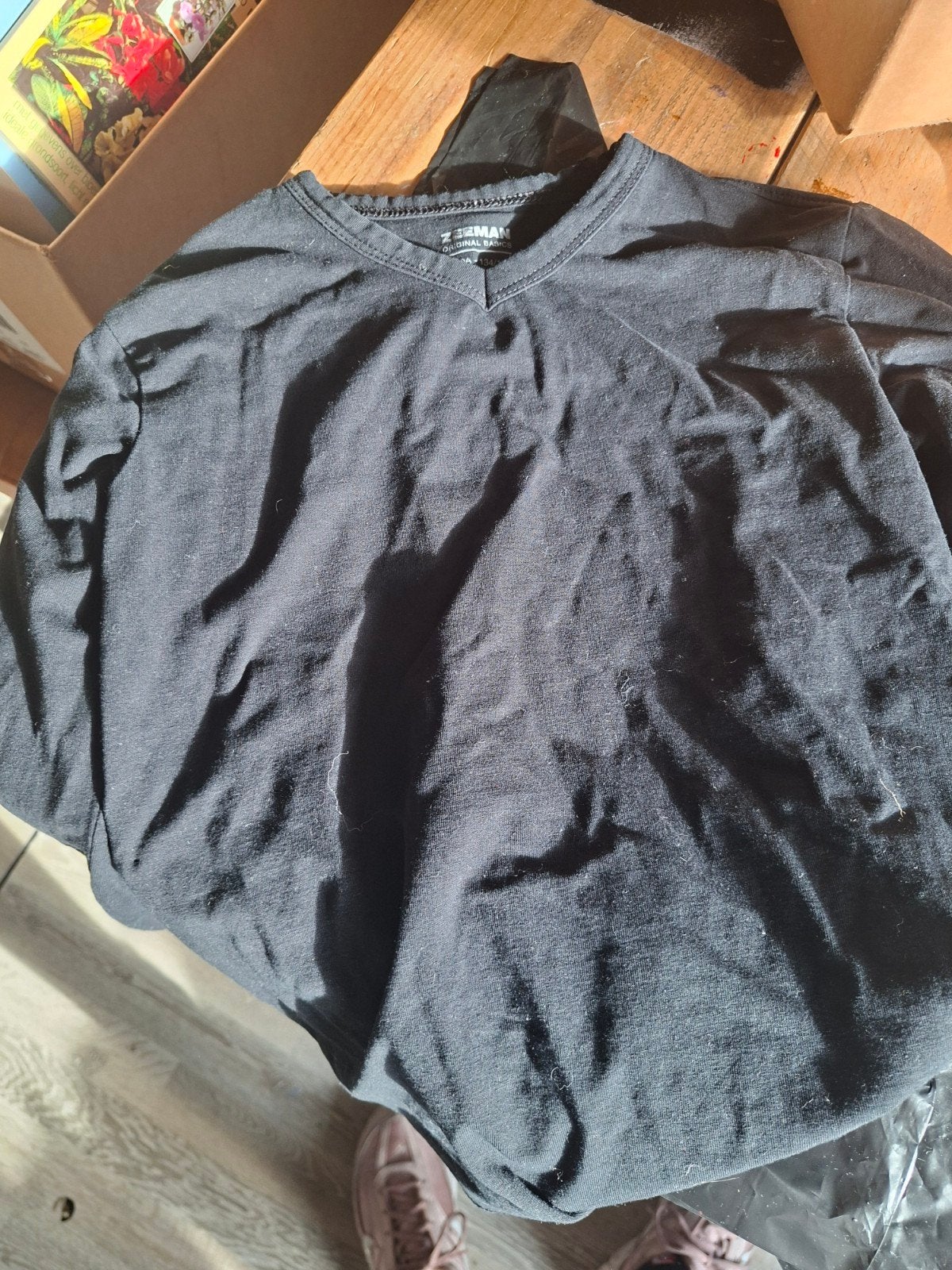 Zwart Zeeman T-shirt met V-hals - Maat 134/140, Kleding | Heren, T-shirts, Zwart, Overige maten, Ophalen of Verzenden, Gedragen
