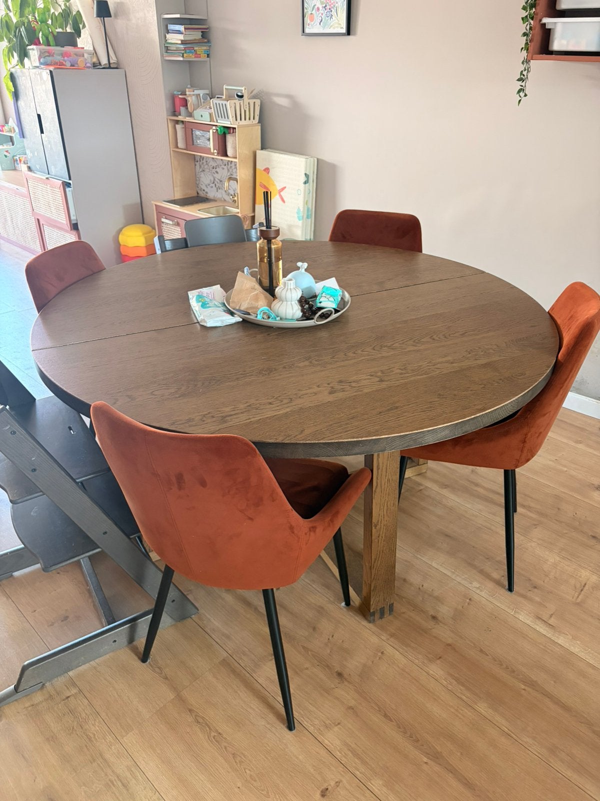 Ronde eettafel, Ophalen, Zo goed als nieuw, Rond, 100 tot 150 cm