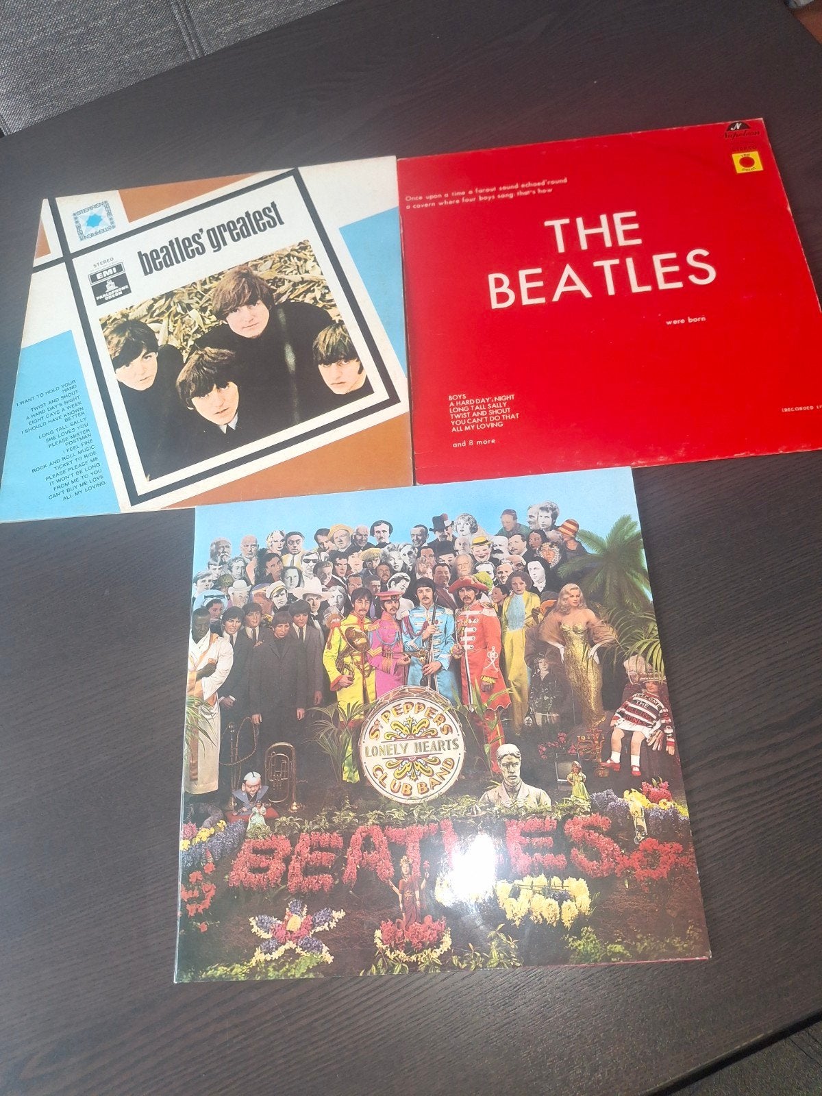 Beatles LP's: Sgt. Pepper's, Greatest & The Beatles (Live), LP, Gebruikt, Pop, Originele persing