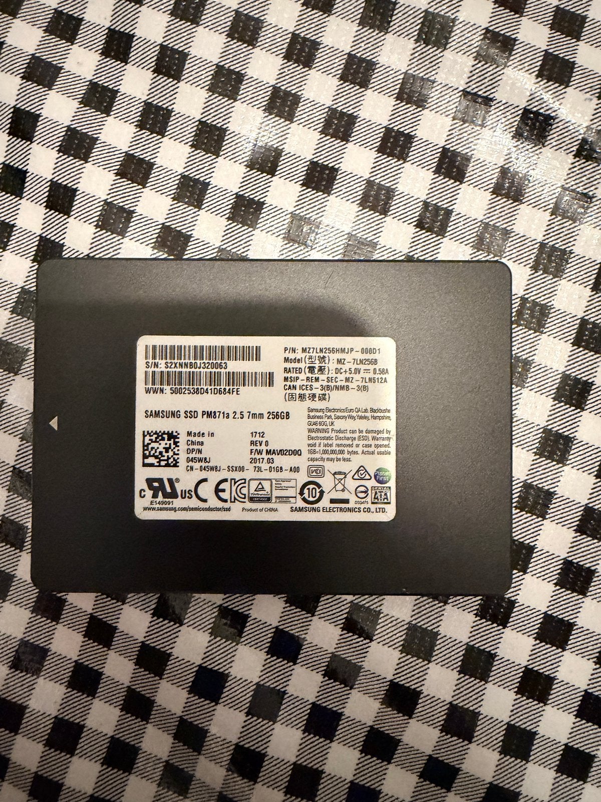 Samsung SSD voor laptop, SATA 256GB, Computers en Software, Harde schijven, Ophalen, Intern, Gebruikt, 256 GB