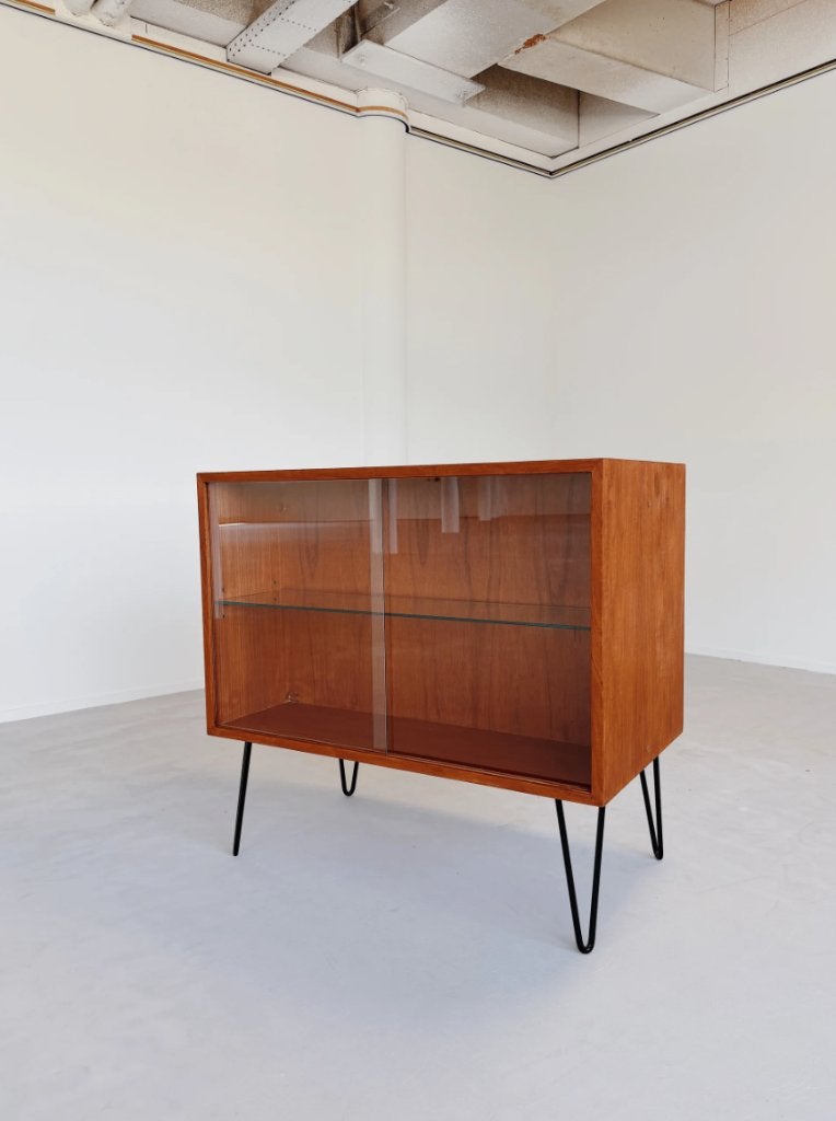 VINTAGE TOONBANK/DRESSOIR/ROOMDIVIDER | GLAZEN SCHUIFDEUREN, Huis en Inrichting, Kasten | Dressoirs, Zo goed als nieuw, 50 tot 100 cm