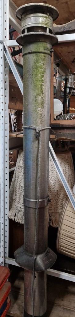 RVS dubbelwandige kachelpijp schoorsteenpijp 2 meter met kap, Ophalen, Zo goed als nieuw, Hout, Houtkachel