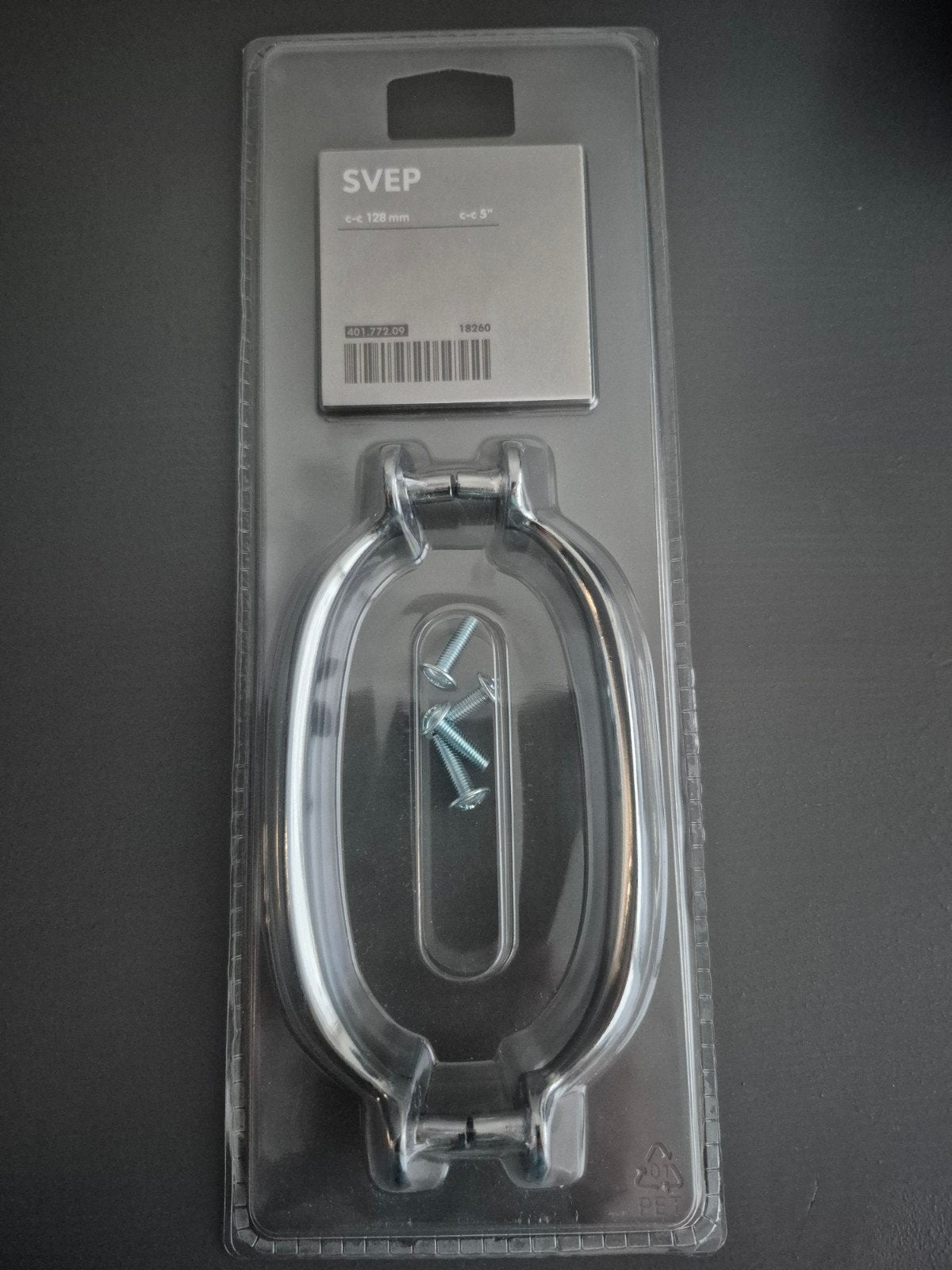 IKEA SVEP handgreep 128 mm chroom, Ophalen of Verzenden, Nieuw, Minder dan 50 mm, Schroeven