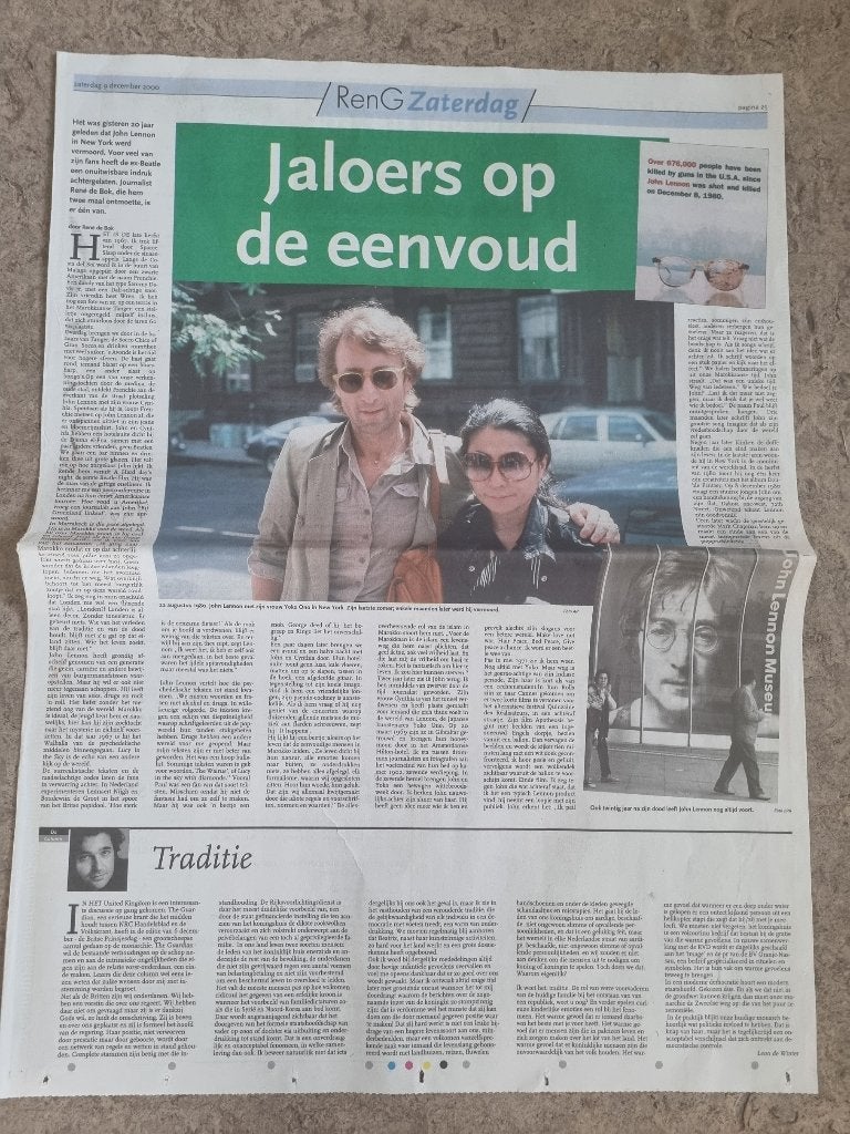 Artikel John Lennon 20 jaar na zijn dood (2000), Verzamelen, Ophalen of Verzenden, 1980 tot heden, Knipsel(s)
