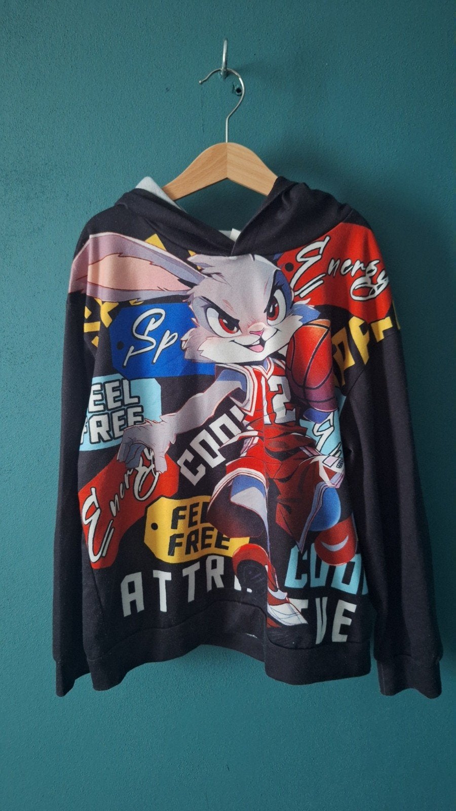 Space Jam Bugs Bunny Hoodie Maat 11-12 jaar, Ophalen of Verzenden, Gebruikt, Space Jam, Jongen of Meisje