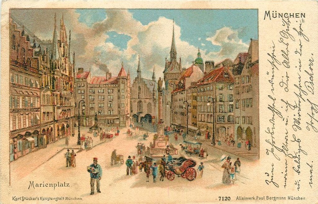 379-011-005 Munchen Marienplatz, Verzamelen, Ophalen of Verzenden, Voor 1920, Duitsland