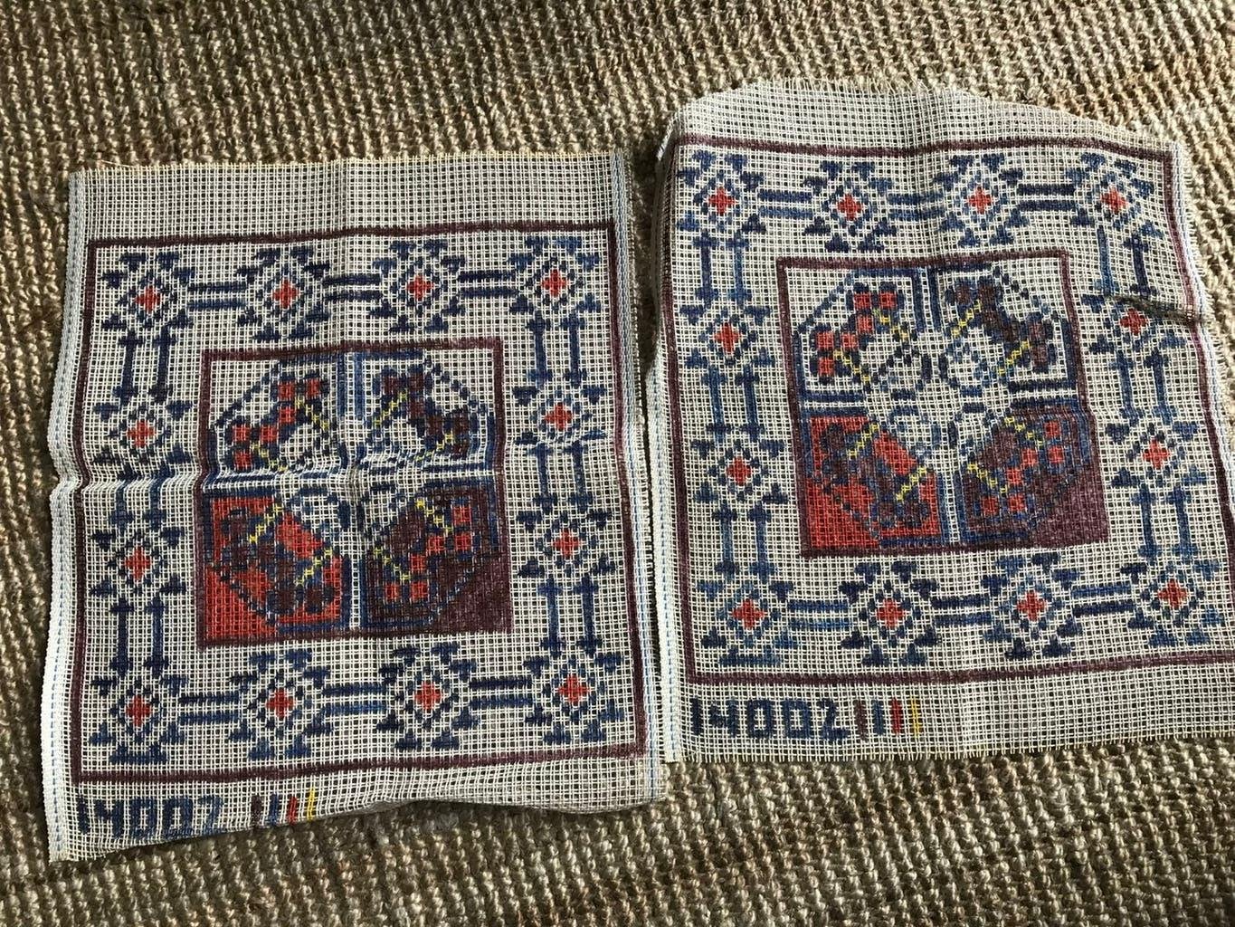 SETPRIJS 2 vintage voorbedrukte Smyrna stramiemen, Hobby en Vrije tijd, Breien en Haken, Ophalen of Verzenden, Nieuw, Breien of Haken
