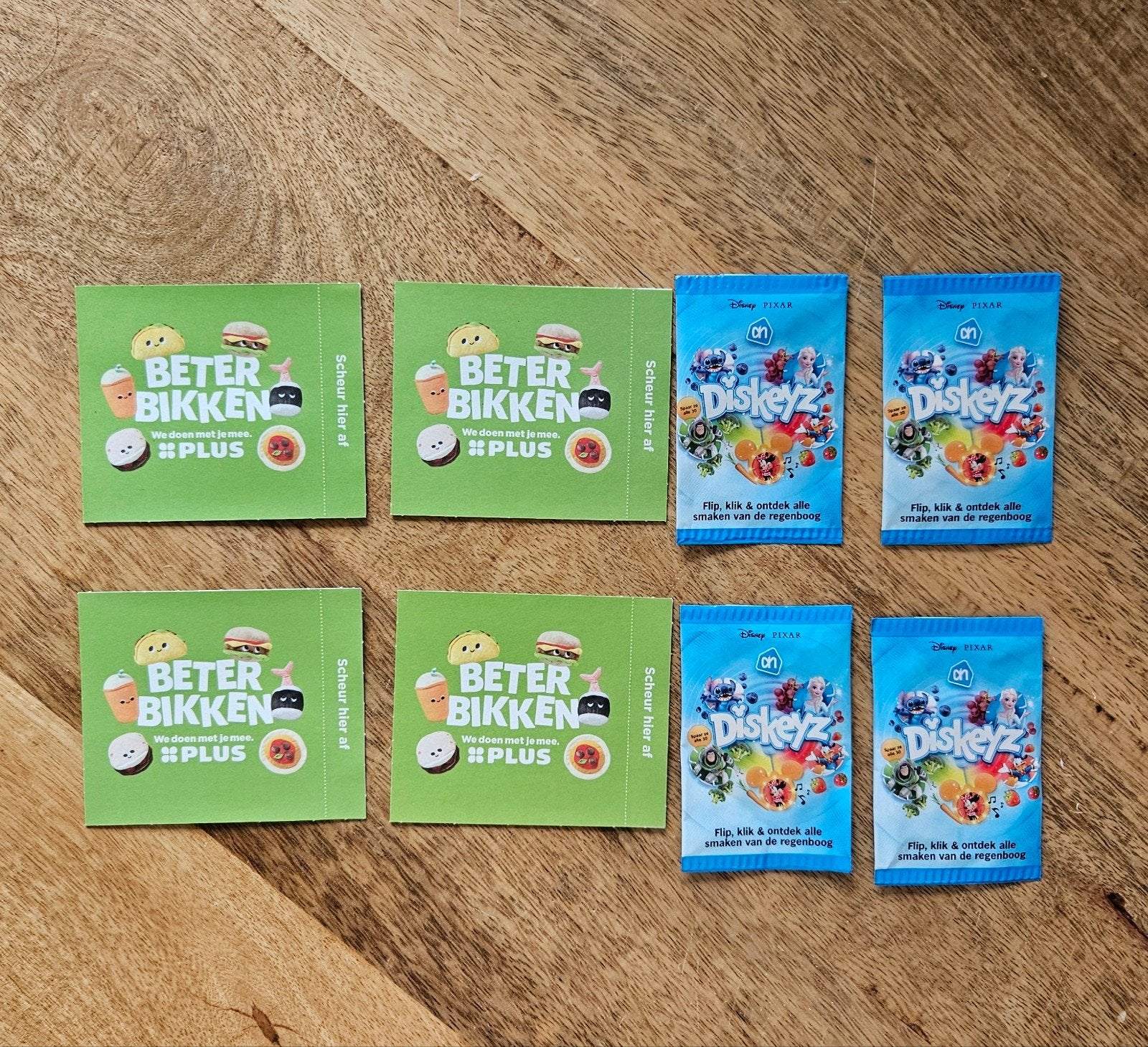 8 dichte Diskeys & Better Bikken zegels/stickers, Verzamelen, Albert Heijn, Ophalen of Verzenden