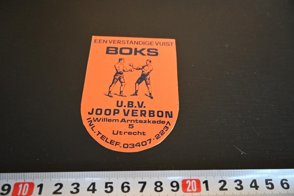 sticker Utrecht Een verstandige vuist BOKS U.B.V Joop Verbon, Ophalen, Zo goed als nieuw, Sticker