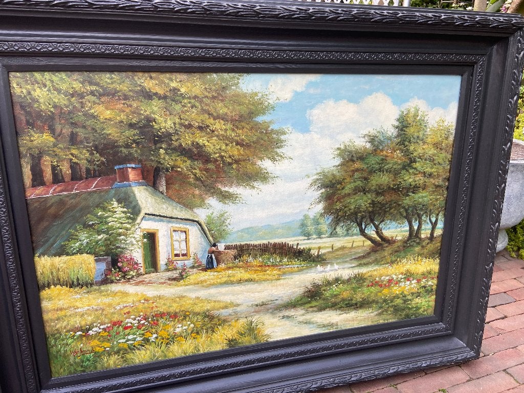 Olieverfschilderij Wijnbrand, Doek, Ophalen of Verzenden, Gesigneerd, Landschap