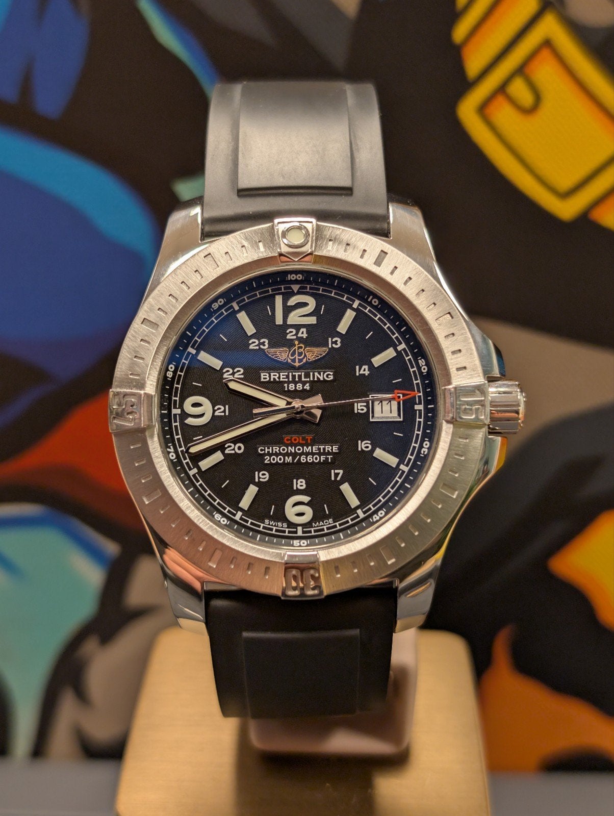Breitling Colt Quartz Rubber band, Ophalen of Verzenden, Zo goed als nieuw, Breitling