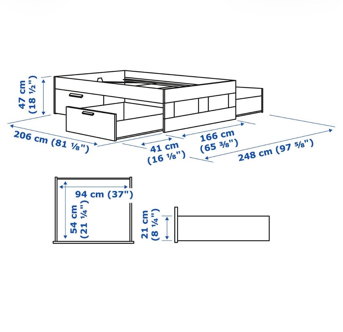 IKEA Brimnes bed 160 x 200 met opbergruimte en hoofdeinde, Ophalen, Gebruikt, Wit, Tweepersoons