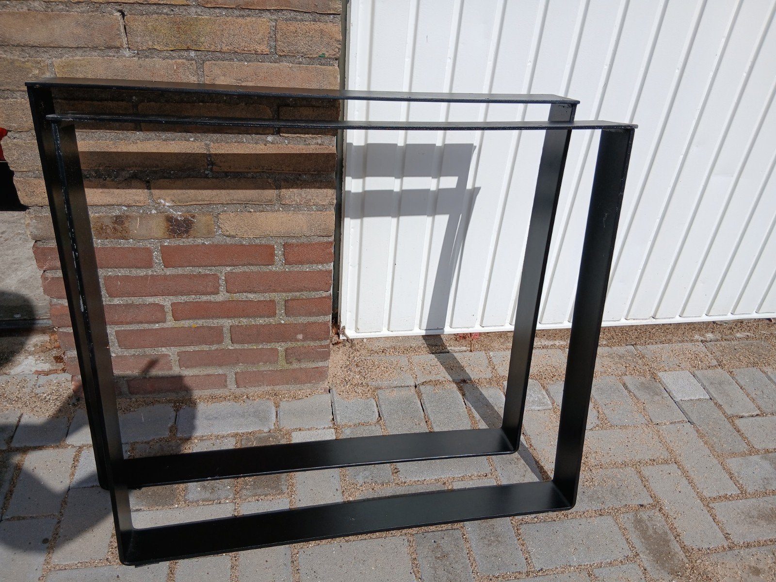 2 Zwarte metalen tafelpoot, Ophalen, Tafelpoot, 50 tot 100 cm, 50 tot 100 cm