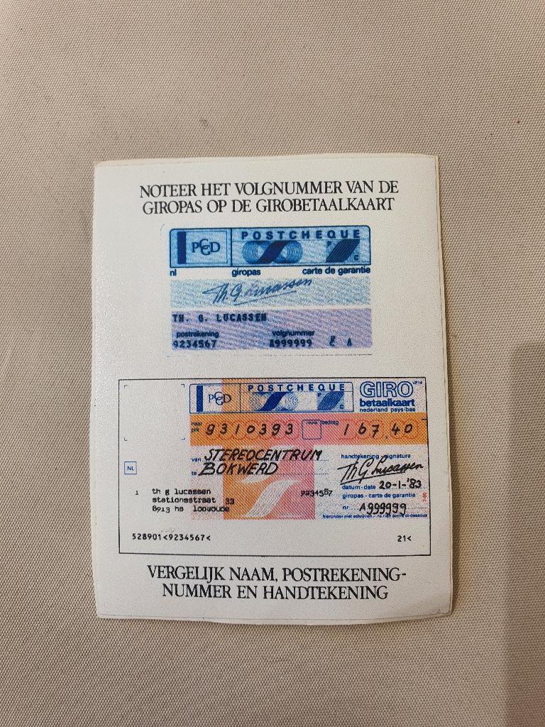 Vintage Girobetaalkaart Instructie 1983 Postbank, Ophalen of Verzenden, Nieuw, Meerdere stickers