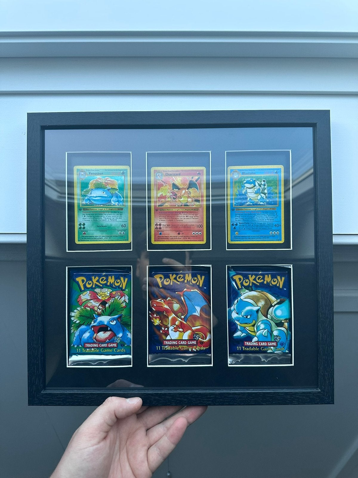 WOTC Pokémon Base Set Starter Trio Display Ingelijst, Ophalen of Verzenden, Nieuw, Meerdere kaarten