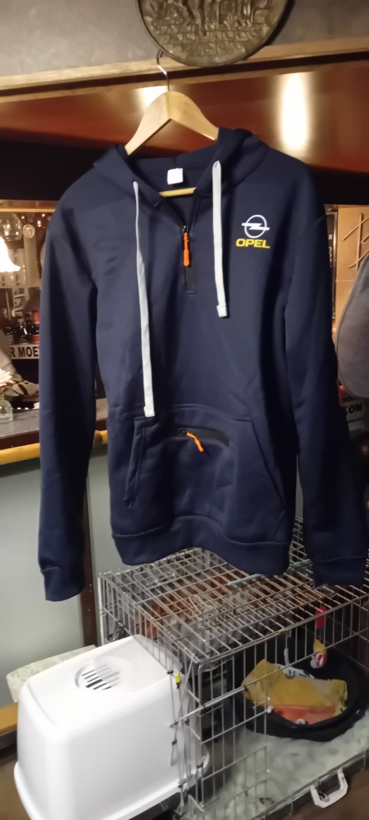 Opel Hoodie - Donkerblauw met Geel Logo, Kleding | Heren, Opel, Blauw, Maat 56/58 (XL), Ophalen of Verzenden