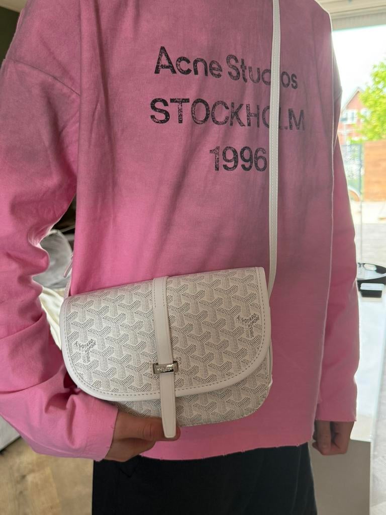 Sacoche goyard belvedere MM blanc, Sieraden, Tassen en Uiterlijk, Tassen | Schoudertassen, Ophalen of Verzenden, Nieuw, Wit, Overige merken