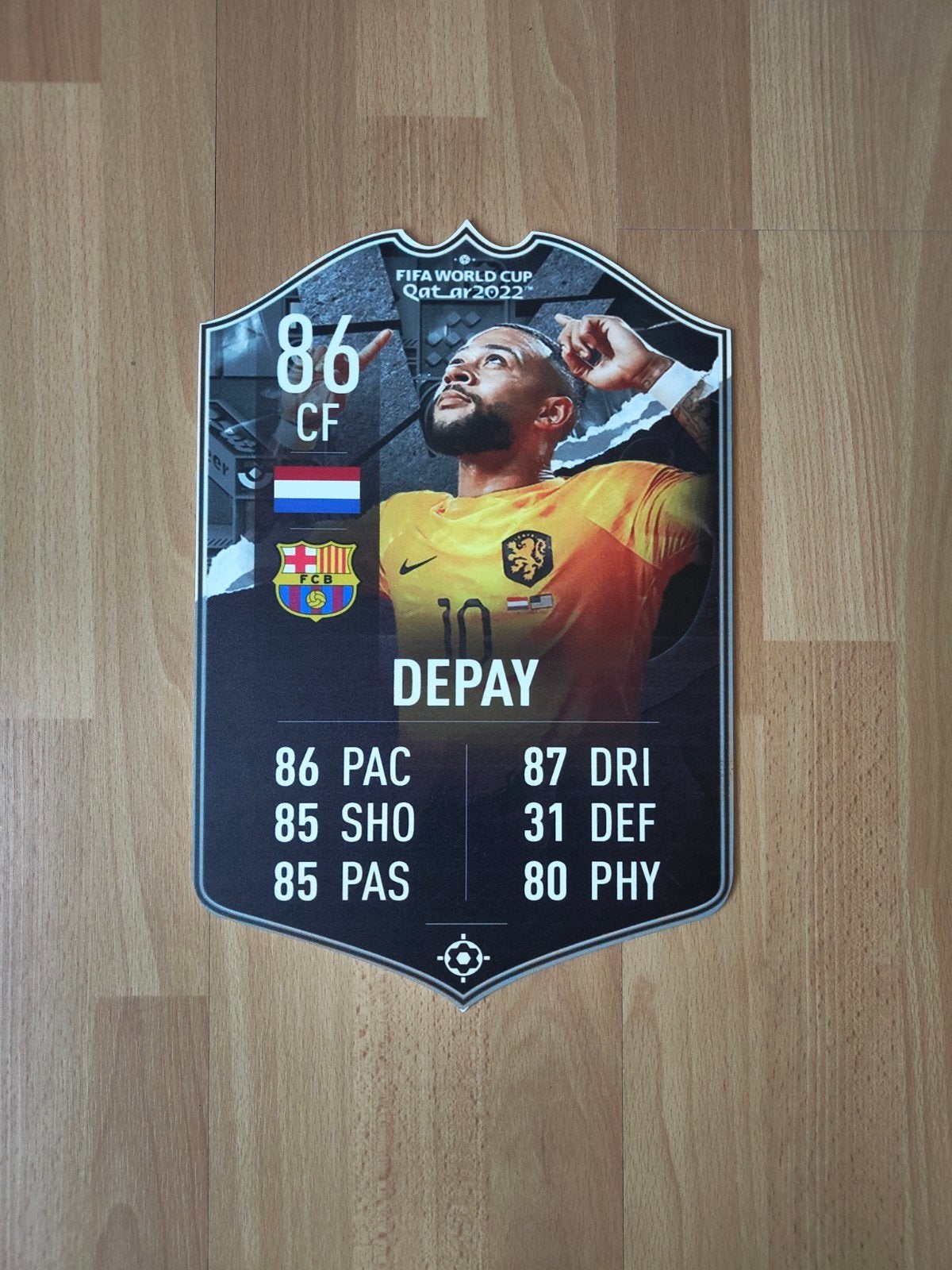 Voetbalkaartje (37cmx25cm) - Memphis Depay / Oranje, Verzamelen, Ophalen of Verzenden, Zo goed als nieuw, Buitenlandse clubs, Poster, Plaatje of Sticker