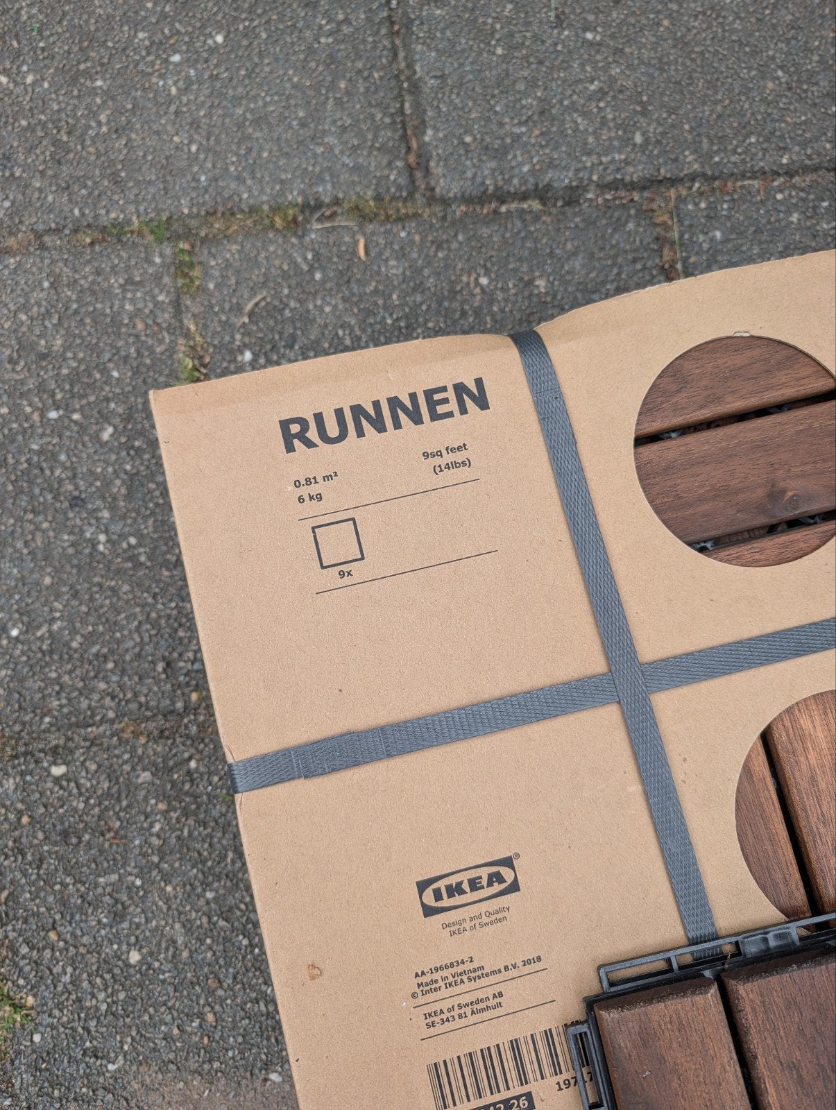 IKEA RUNNEN tuintegels - ongebruikt, ca. 1.6m2, Ophalen of Verzenden, Nieuw, Hout