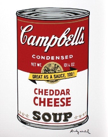 Andy Warhol(1928)Lithografie"Campbells Cheddar Soup" Ges Gen, Antiek en Kunst, Gelimiteerde oplage, Ophalen of Verzenden, Overige onderwerpen