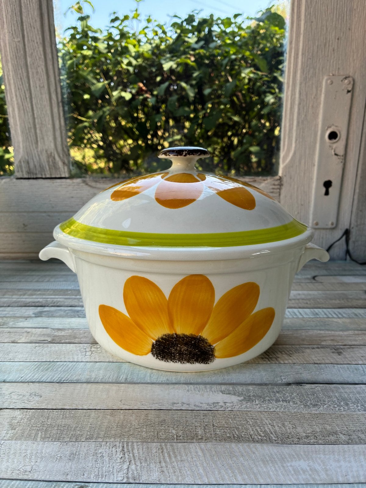 Vintage Gien France Terrine met Zonnebloem Decor, Ophalen