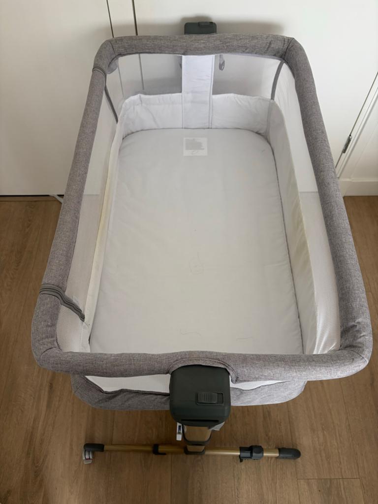 Kinderkraft Co-sleeper Grey wood + Extra Matras, Ophalen, Gebruikt, Wieg