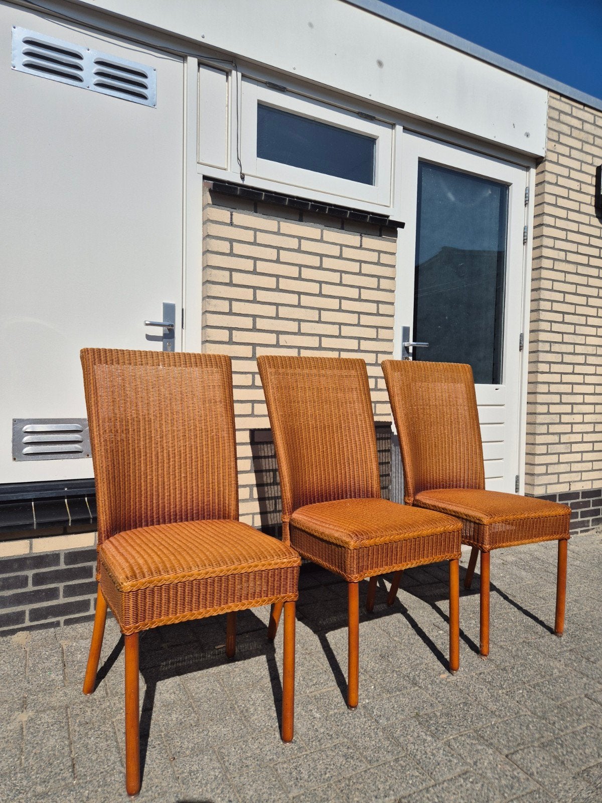 6 Lloyd Loom eetkamerstoelen, Ophalen, Overige materialen, Gebruikt, Bruin