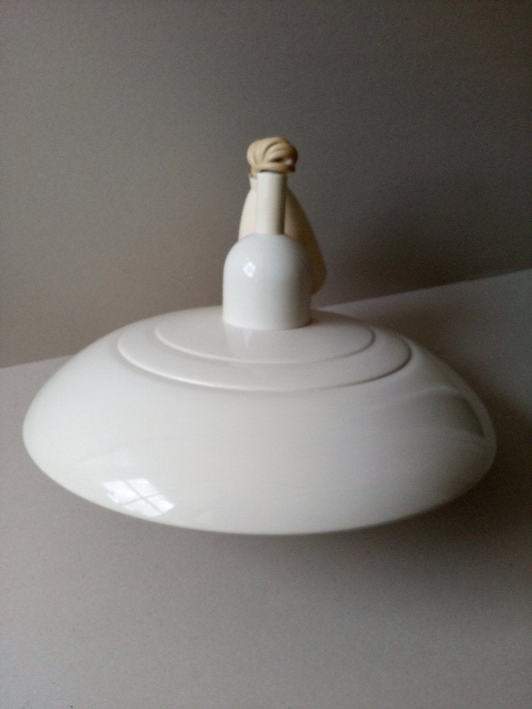 Vintage lift/treklamp. Wit emaille. HHK lift, Gebruikt, Overige materialen, Vintage, E27 (groot)