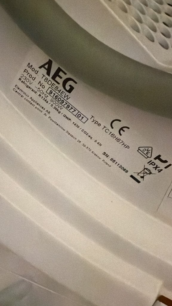 Foto 4 van Wasdroger AEG T8DE84EW, zo goed als nieuw
