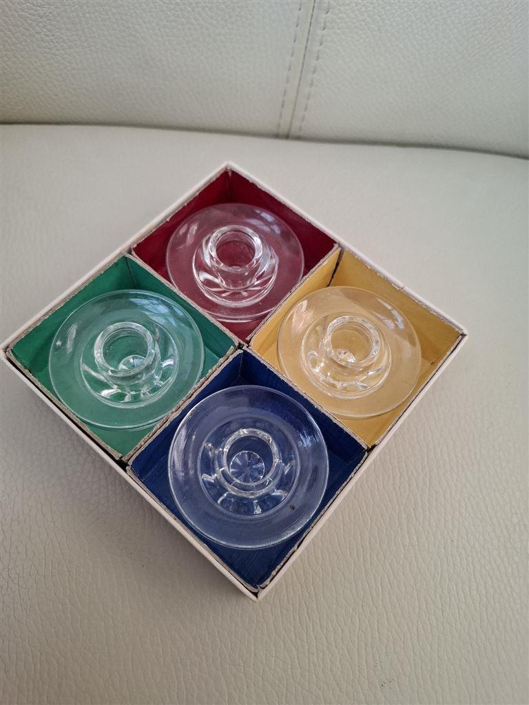 Kristalunie Maastricht, 4 mini kandelaars, Antiek en Kunst, Ophalen of Verzenden