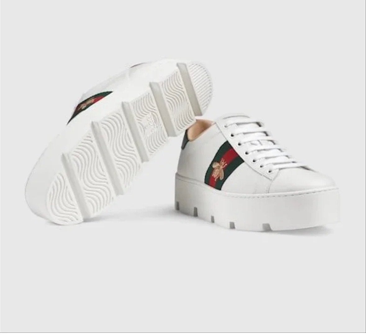 Gucci Ace Bee Sneakers met Platformzool 39, Ophalen, Zo goed als nieuw, Wit, Sneakers of Gympen