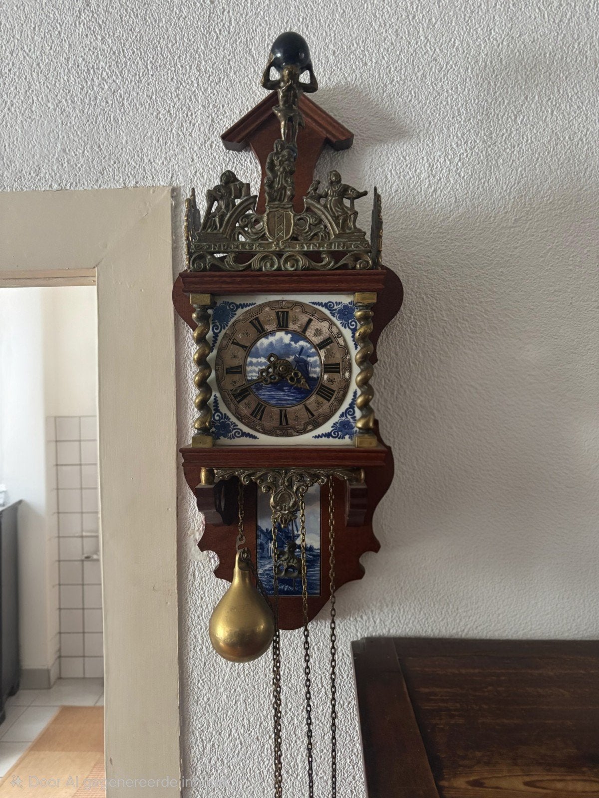 Antieke Zeeuwse Klok - Wandklok met Delfts Blauw, Ophalen