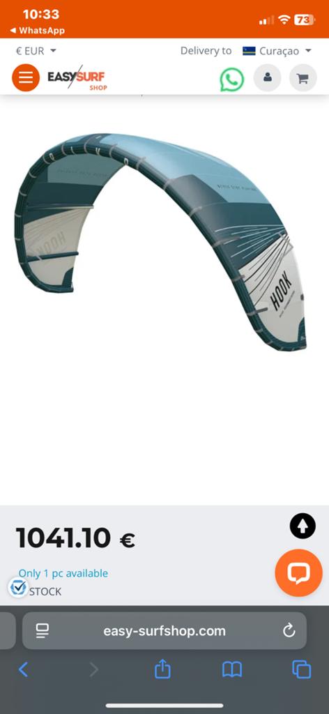 9,5 demokite met harnas en bar, Watersport en Boten, Kitesurfen, Geen board, Ophalen of Verzenden, Zo goed als nieuw