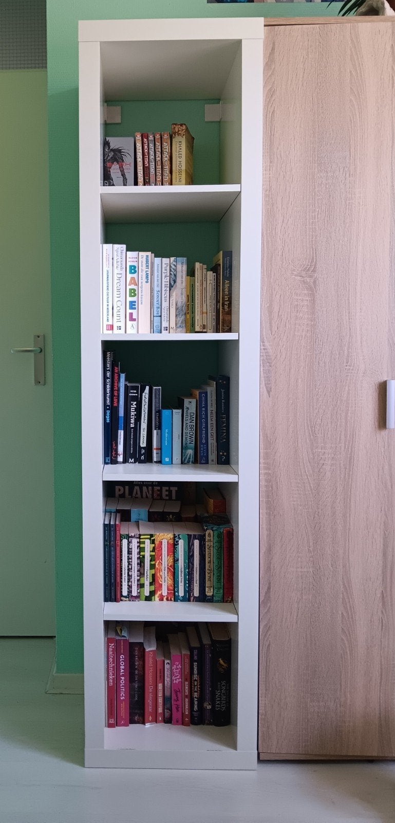 Witte Boekenkast met 5 Vakken, Ophalen, Minder dan 50 cm, 200 cm of meer, Zo goed als nieuw